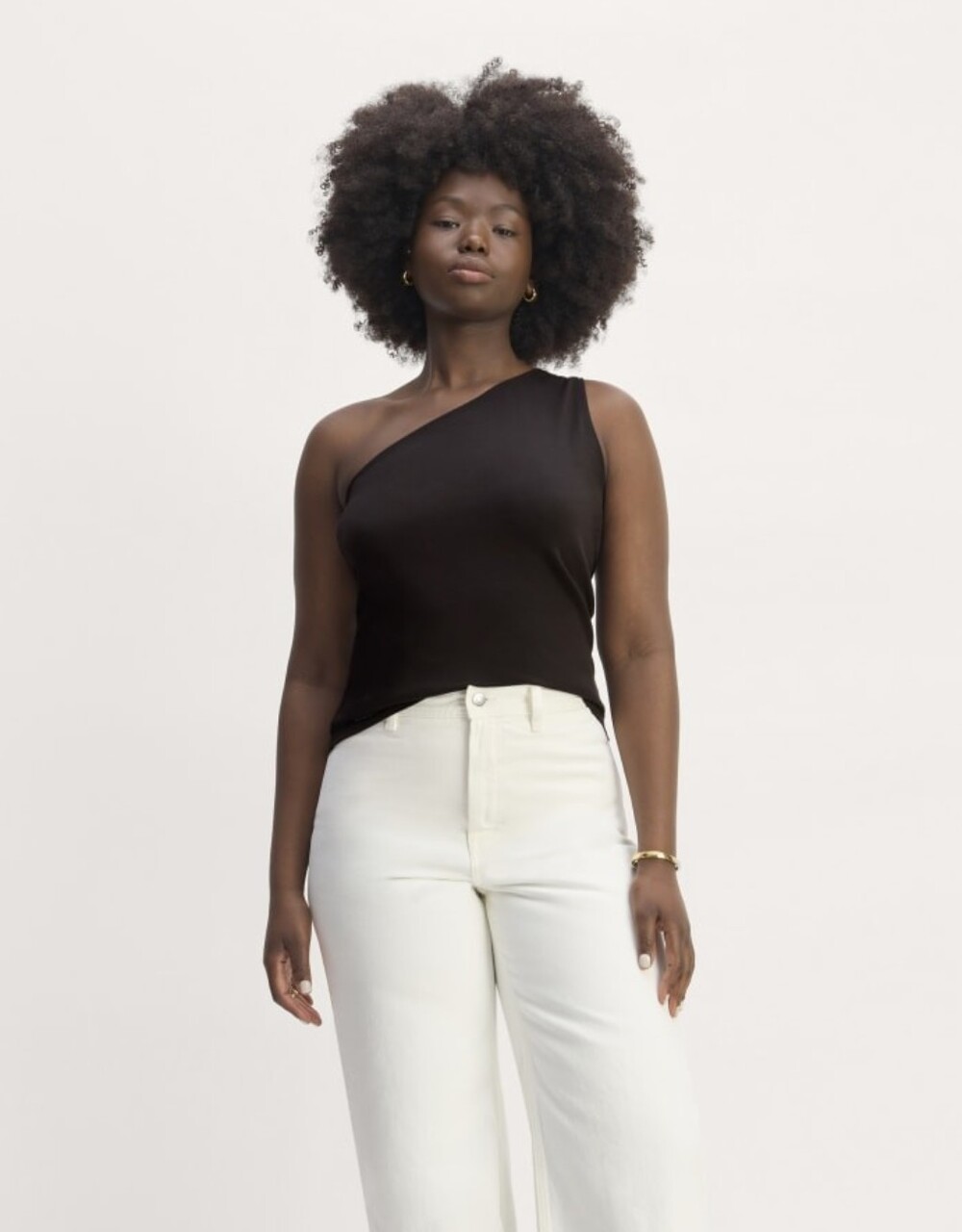 Everlane Tank Top Womens Black Form One Shoulder Supima Cotton Shirt